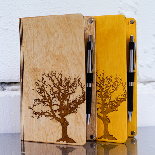 Notebook with Great Tree engraving